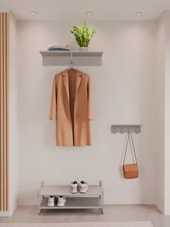 A-Coat rack hat shelf, Soft grey