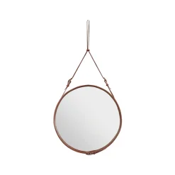 Adnet Round Mirror, Brown, large