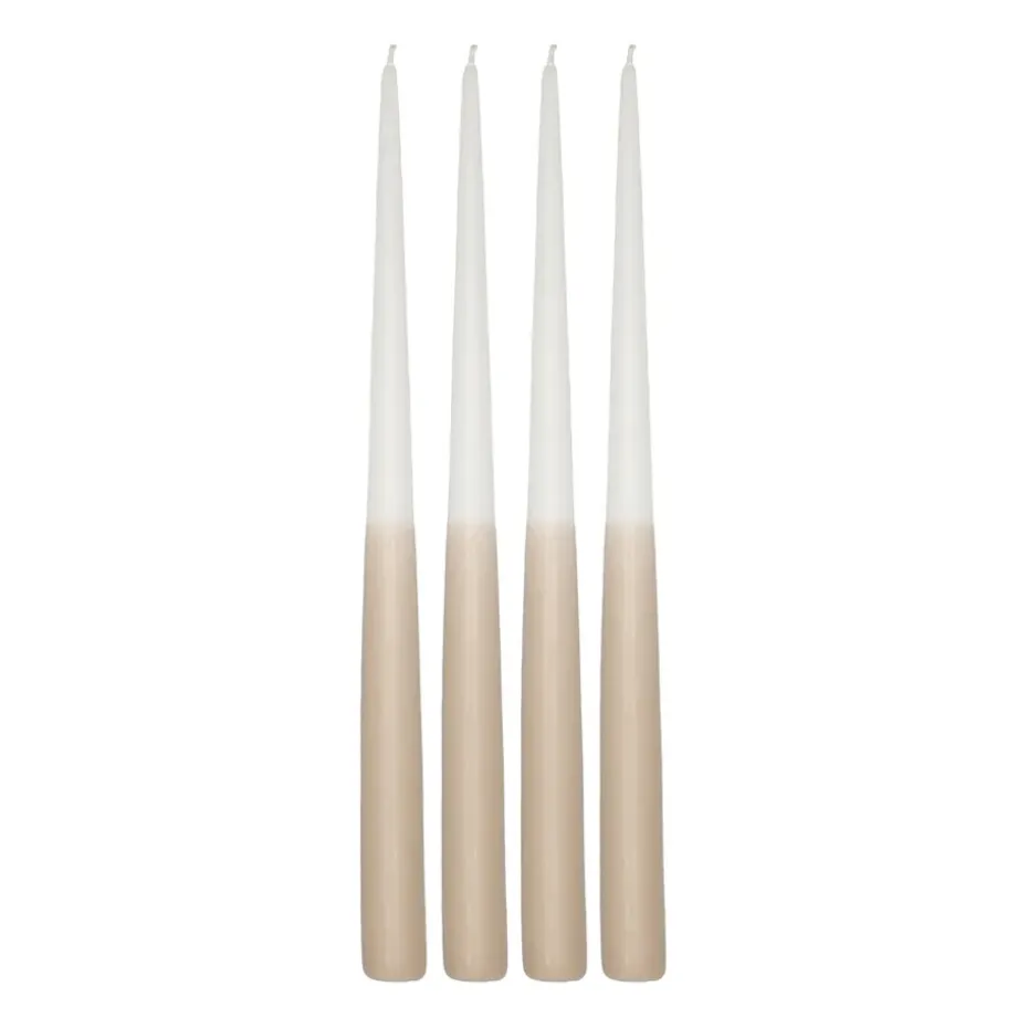 Affinity two-toned long candles 4 pack 32 cm, White-sand