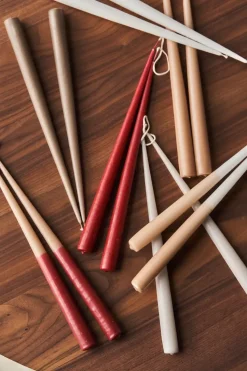 Affinity two-toned long candles 4 pack 32 cm, Beige-red