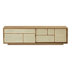 Air side table low, Oak, rattan