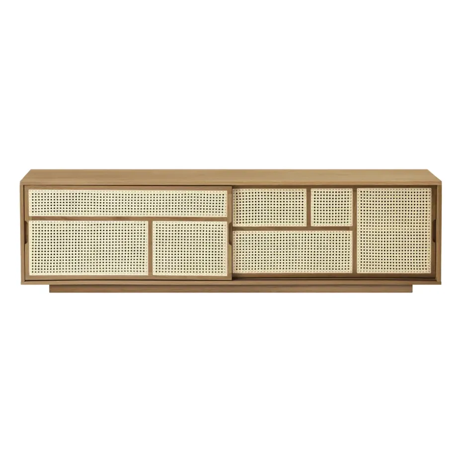 Air side table low, Oak, rattan