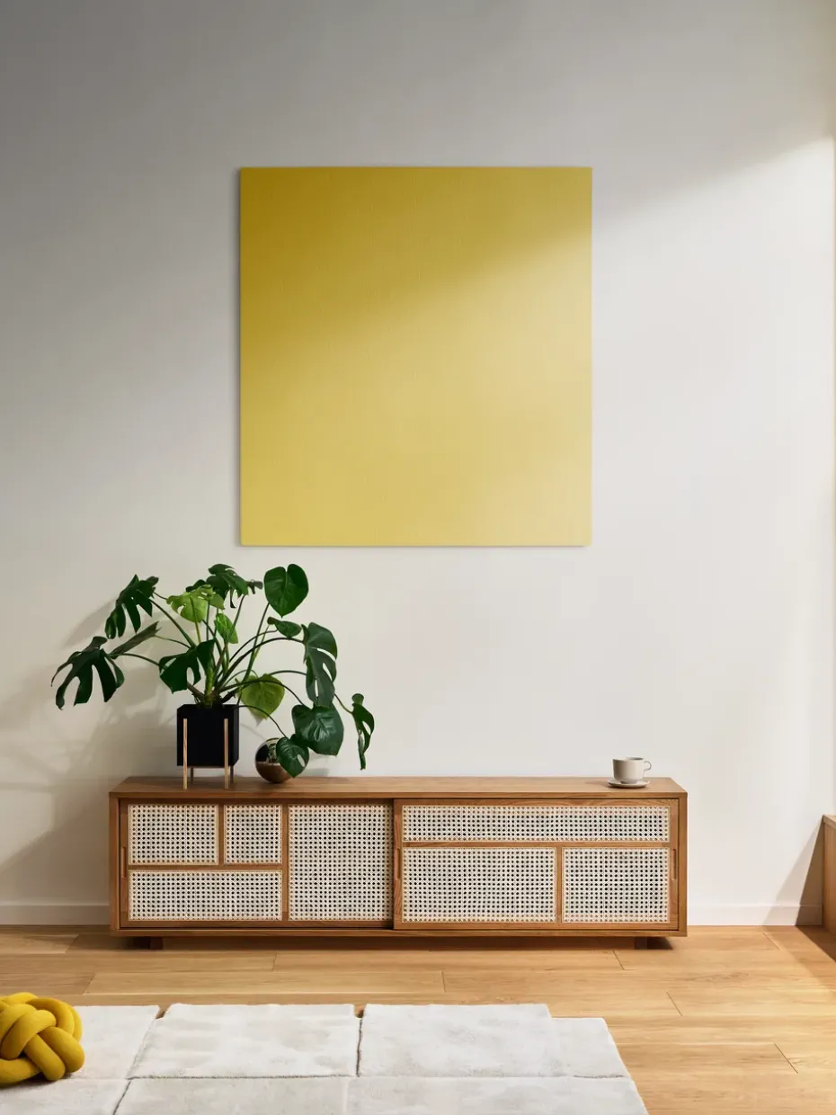 Air side table low, Oak, rattan