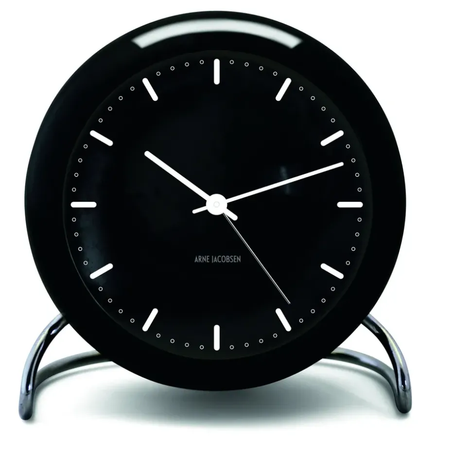 AJ City Hall table clock, black