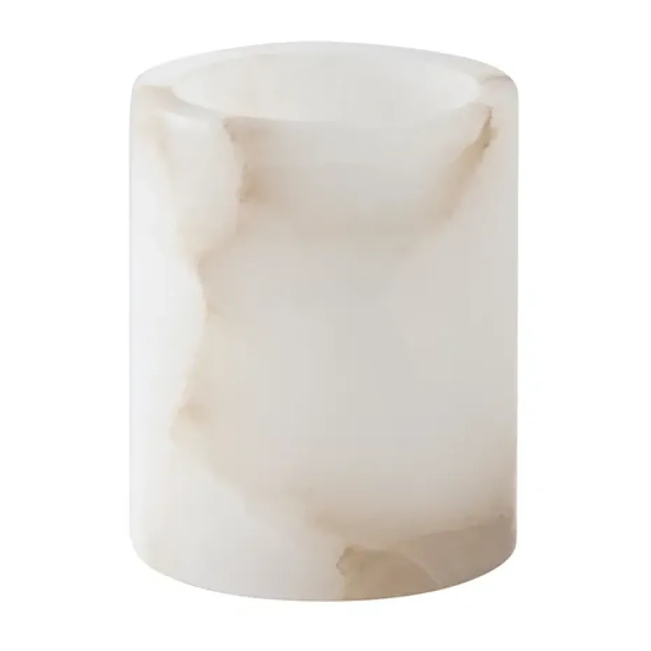 Alabaster candle holder, White-beige, XS 7.5 cm