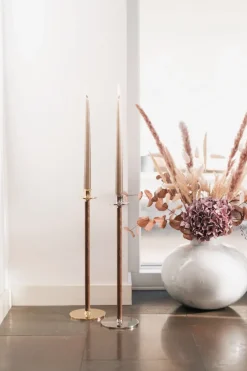 Alto Basso candle sticks, Nickel-plated brass