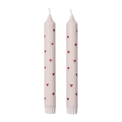 Amor taper candles 2-pack, Light pink-red