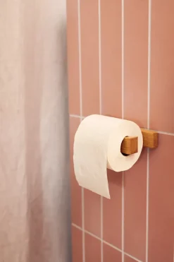 Andersen toilet paper holder, Lacquered oak