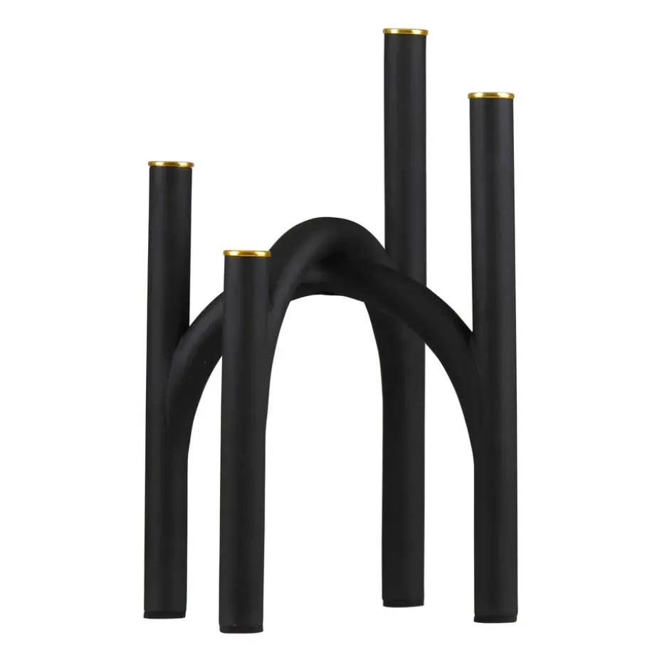 Angui candle stick 34 cm, Black-gold