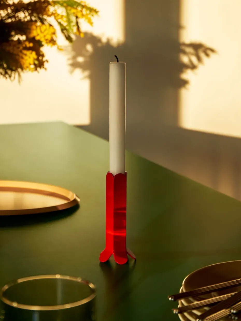 Arcs candle sticks 13 cm, Red