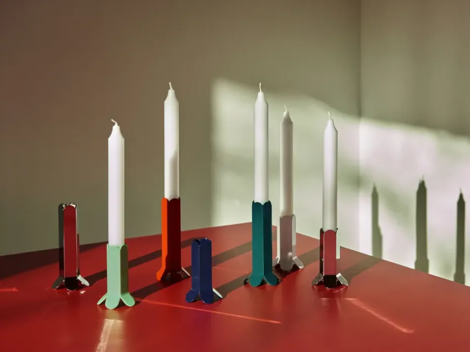 Arcs candle sticks 13 cm, Red
