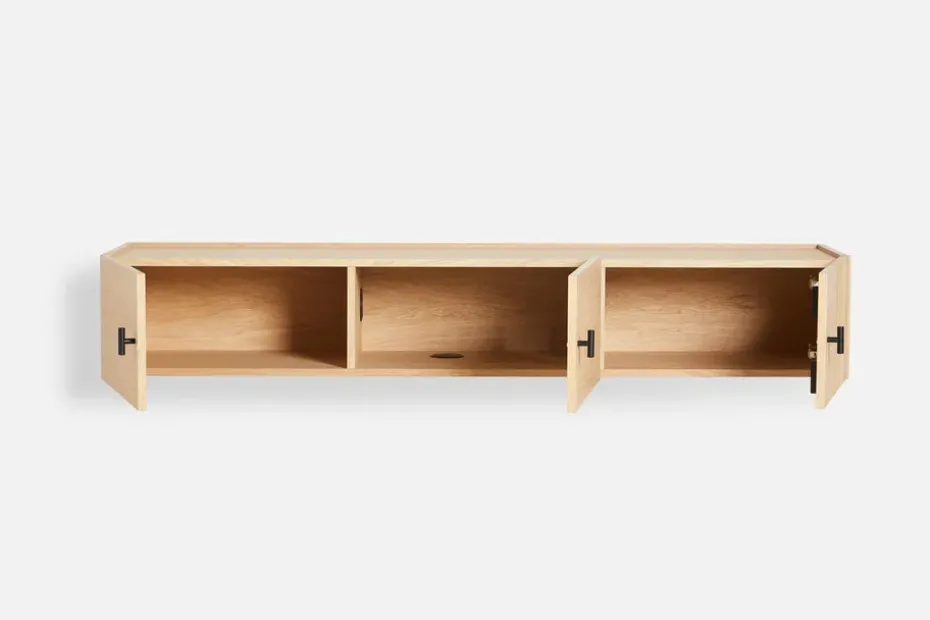 Array sideboard wall-mounted, 150 cm, White pigmented oak