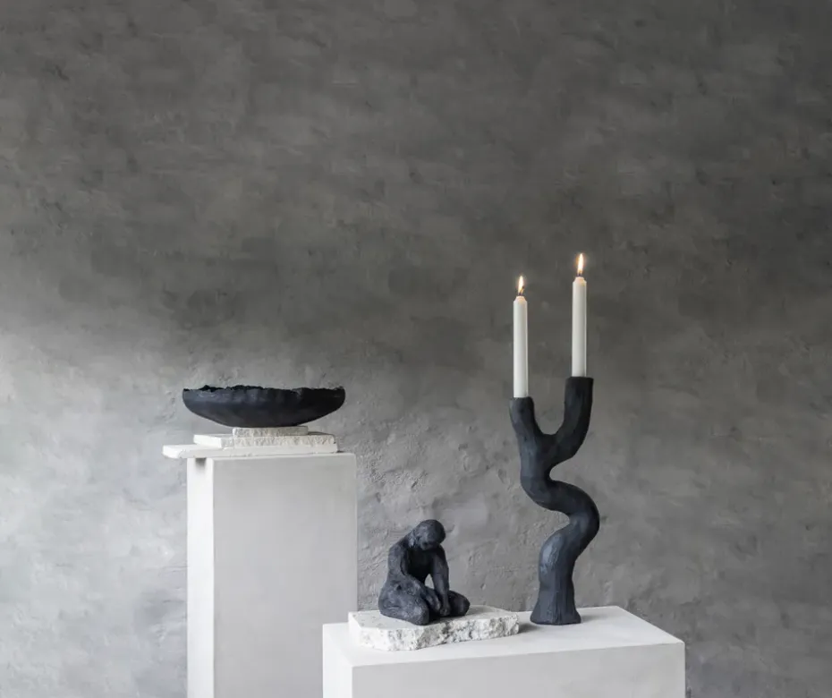 Art piece candle holder 41 cm, Black