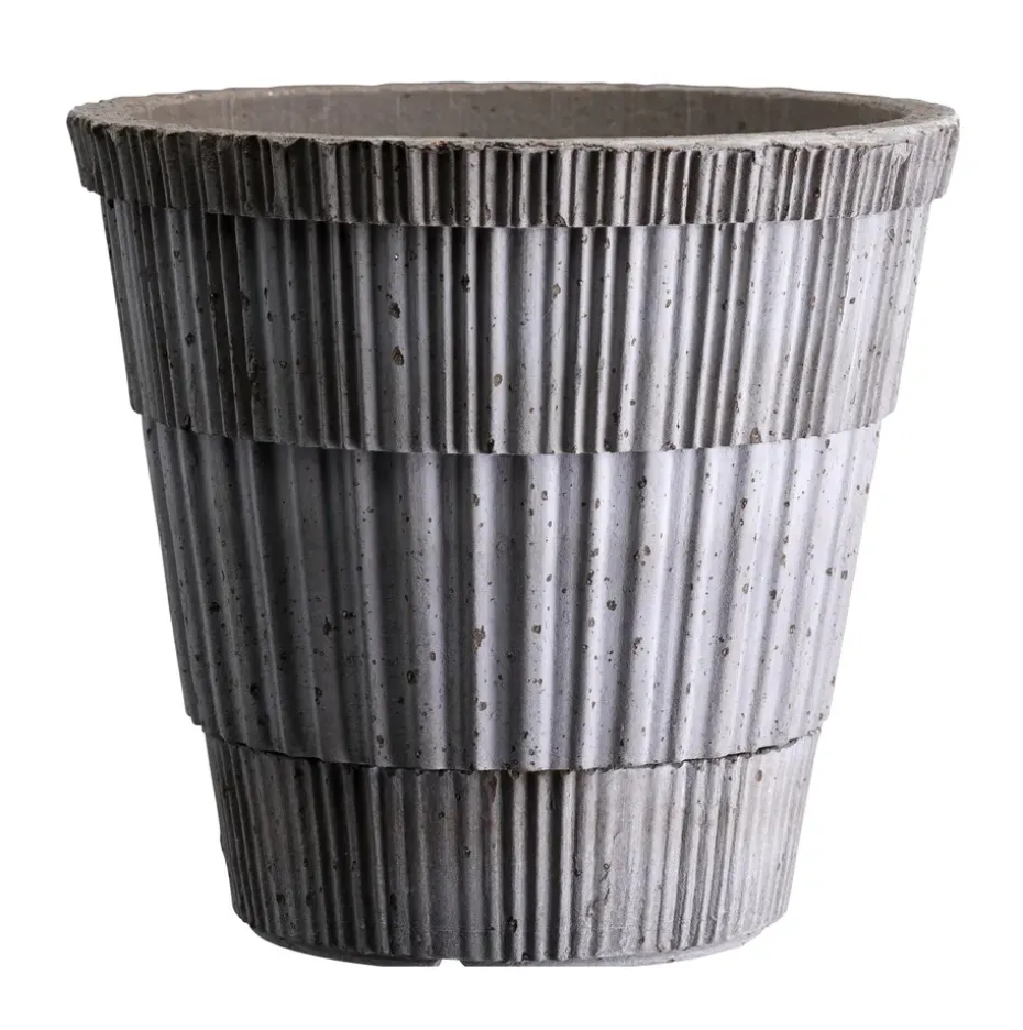 Atlas raw pot with saucer, Grey, Ø18 cm