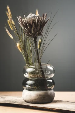 Bagel vase/lantern 22 cm, grey