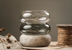 Bagel vase/lantern 22 cm, grey