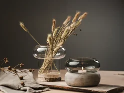 Bagel vase/lantern 22 cm, grey