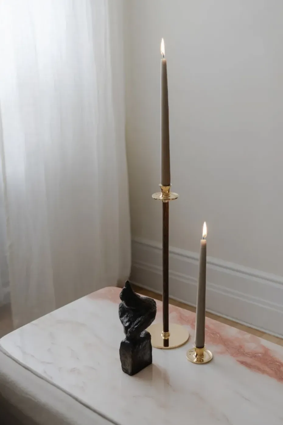Basso low candle sticks, Solid brass