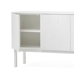 Beam side table, Light grey, base in white oiled oak