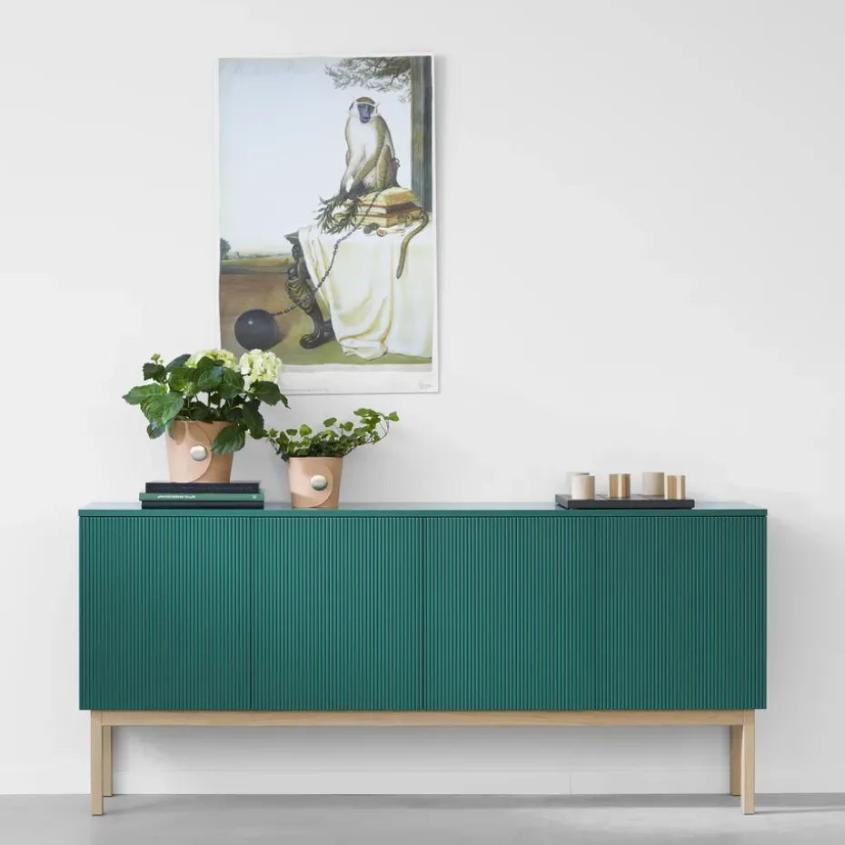 Beam side table, Light grey, light grey stand, tabletop in carrara marble