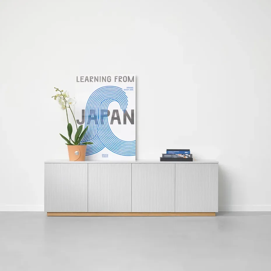 Beam side table, Light grey, light grey stand, tabletop in carrara marble
