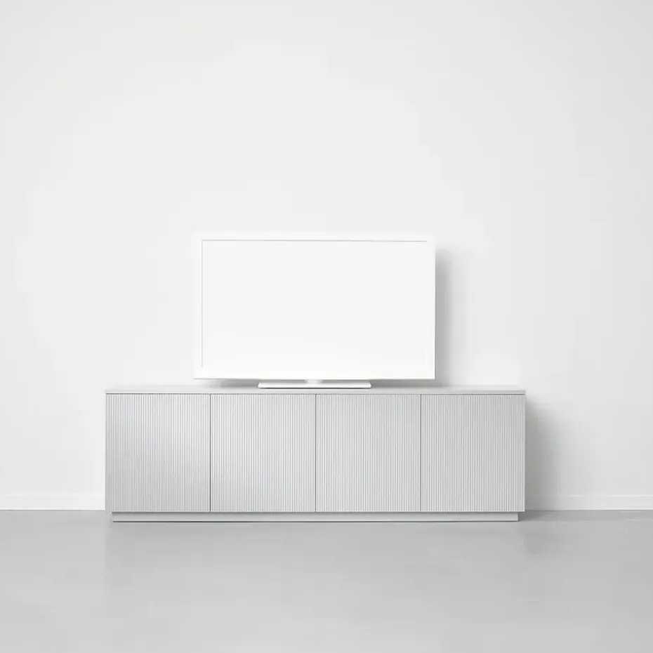 Beam side table, Light grey, light grey stand, tabletop in carrara marble