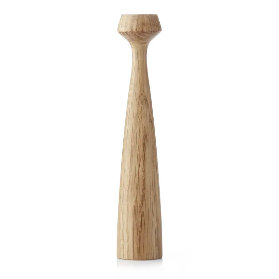 Blossom Lily candle holder 24.5 cm, Oiled oak