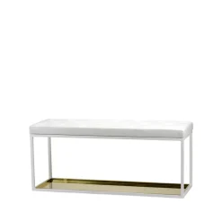 Bänk 11, White leather. brass plate