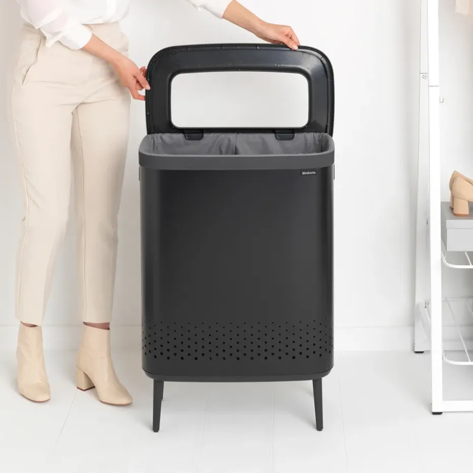 Bo laundry basket high 2x45 L, matte black