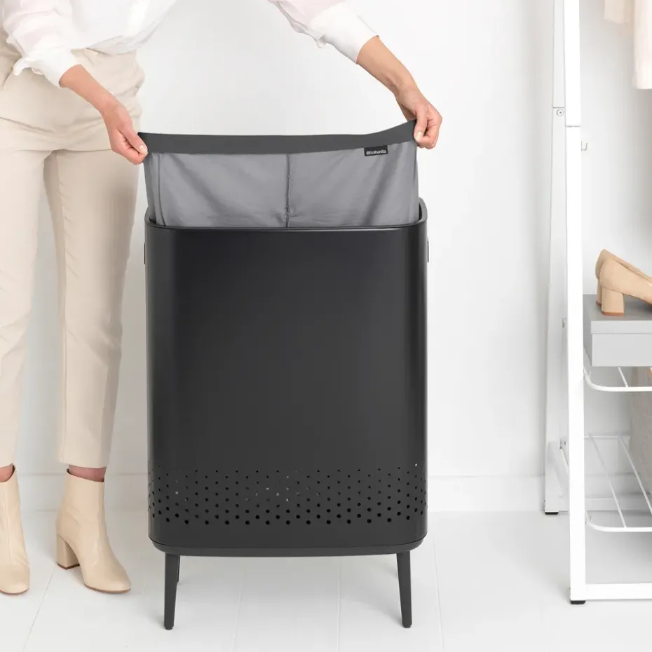 Bo laundry basket high 2x45 L, matte black
