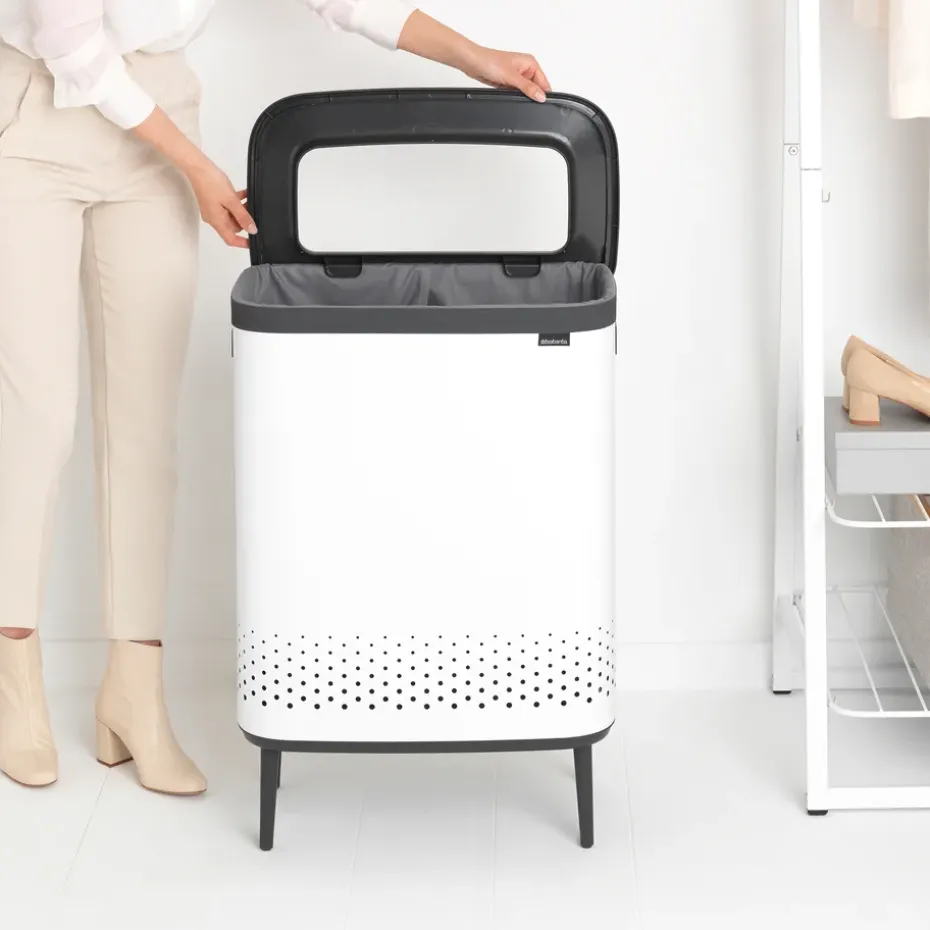 Bo laundry basket high 2x45 L, white