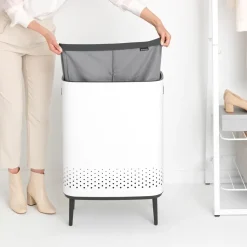 Bo laundry basket high 2x45 L, white