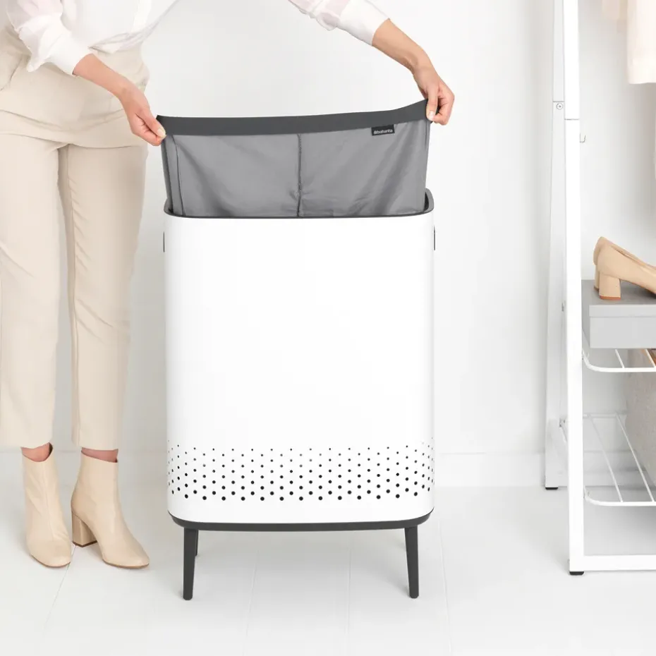 Bo laundry basket high 2x45 L, white