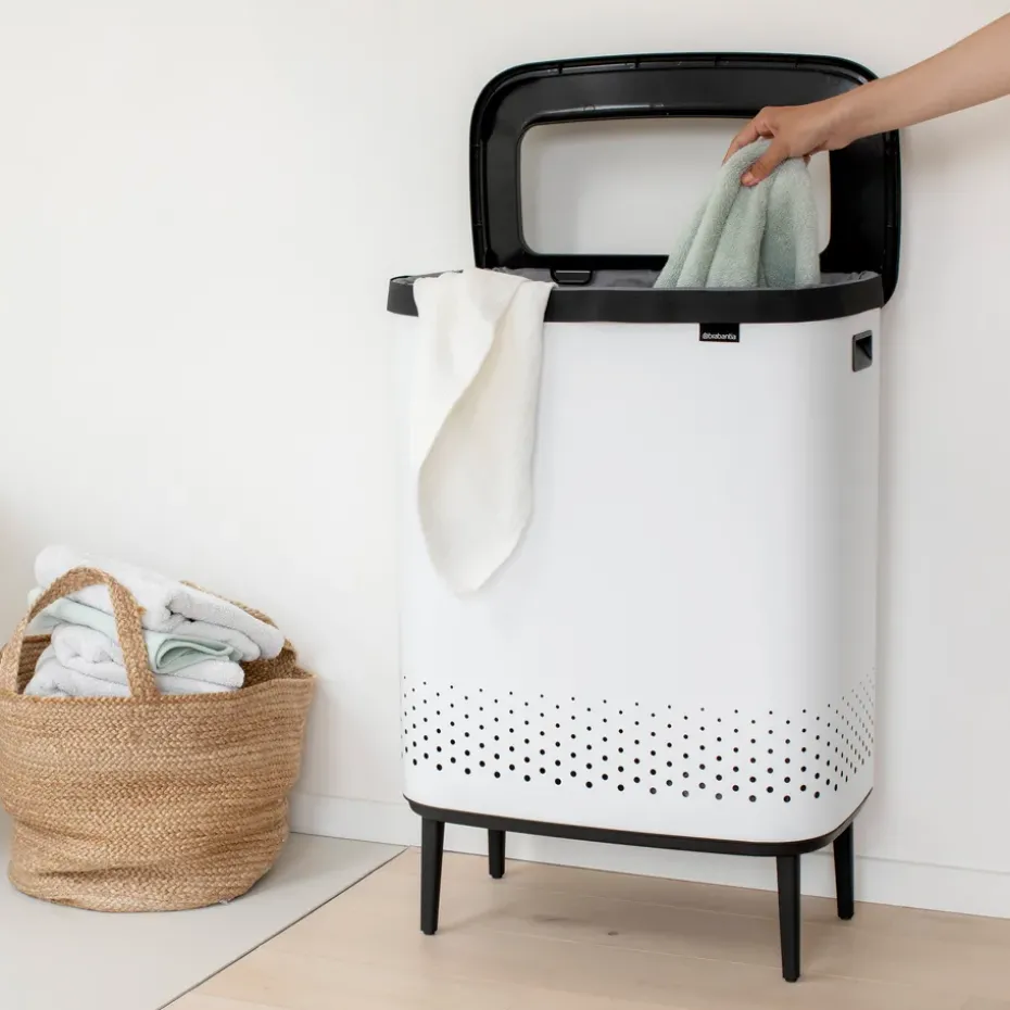 Bo laundry basket high 2x45 L, white