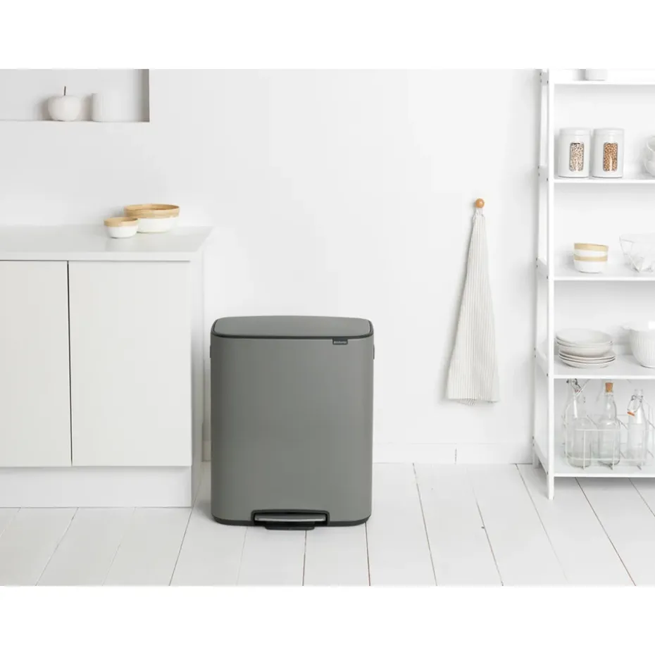 Bo pedal bin 2x30 L, Mineral concrete grey