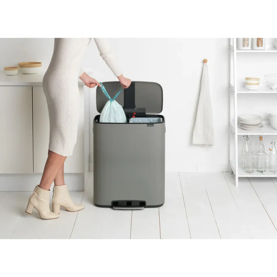 Bo pedal bin 2x30 L, Mineral concrete grey
