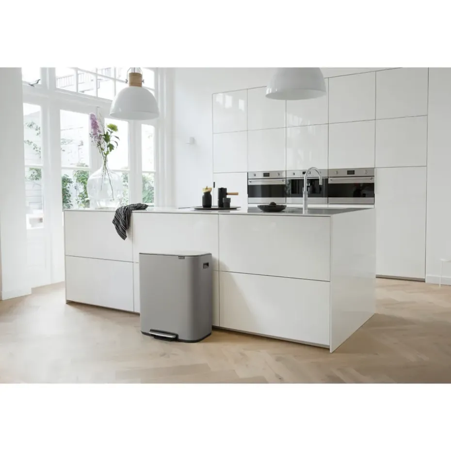 Bo pedal bin 2x30 L, Mineral concrete grey