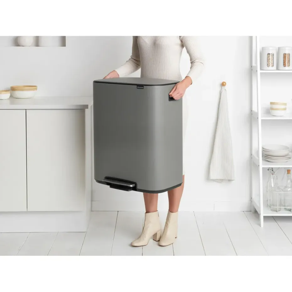 Bo pedal bin 2x30 L, Mineral concrete grey
