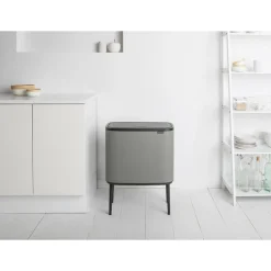 Bo touch bin 11+23 litre, Mineral concrete grey