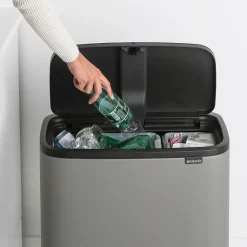 Bo touch bin 11+23 litre, Mineral concrete grey