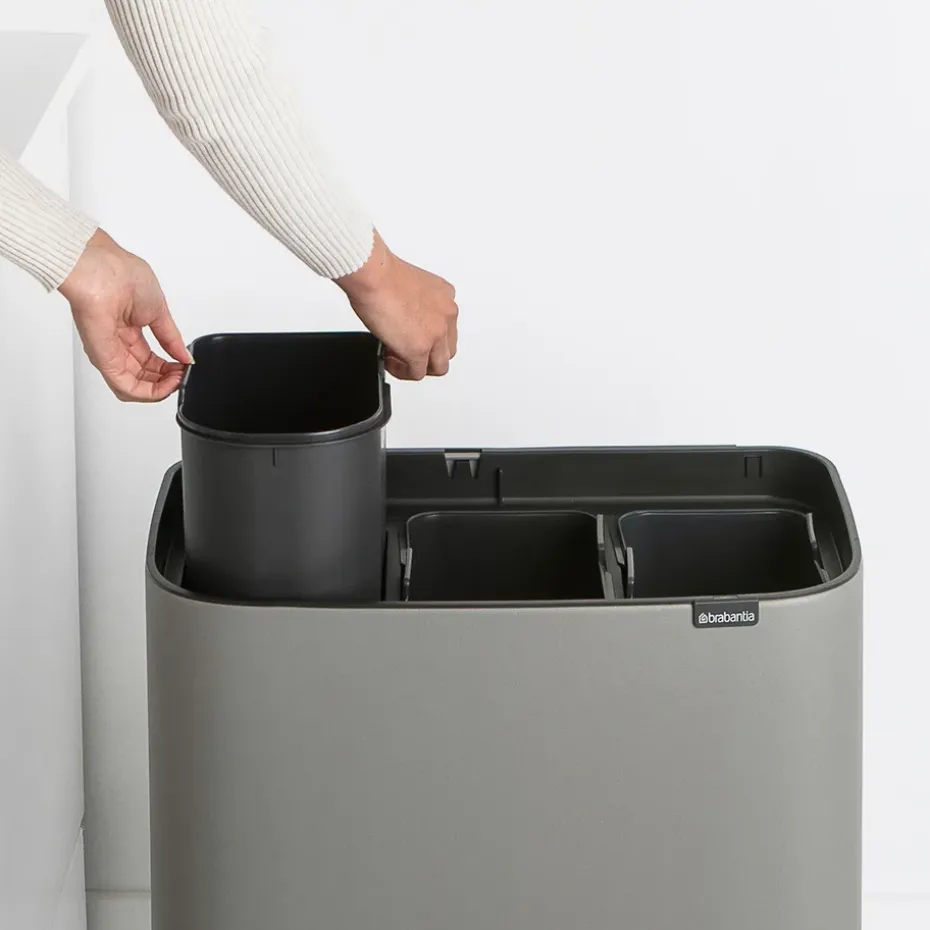 Bo touch bin 3 x 11 litre, Mineral concrete grey