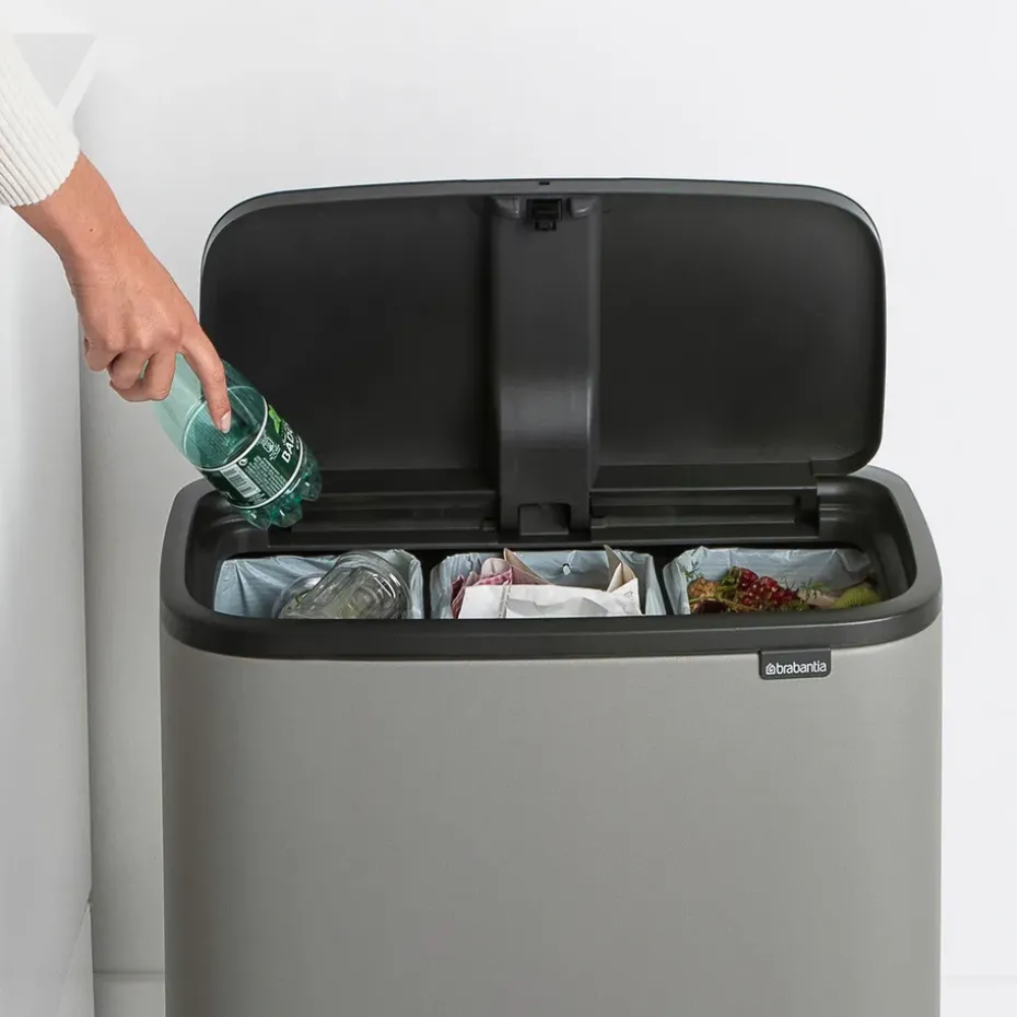 Bo touch bin 3 x 11 litre, Mineral concrete grey