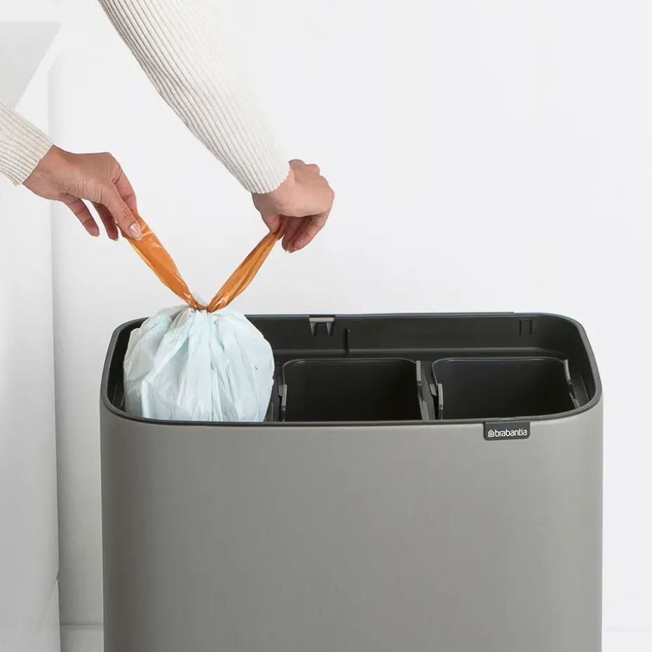 Bo touch bin 3 x 11 litre, Mineral concrete grey