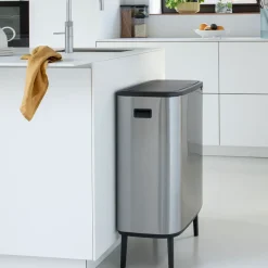 Bo touch bin high 2x30 L, matte-brushed steel