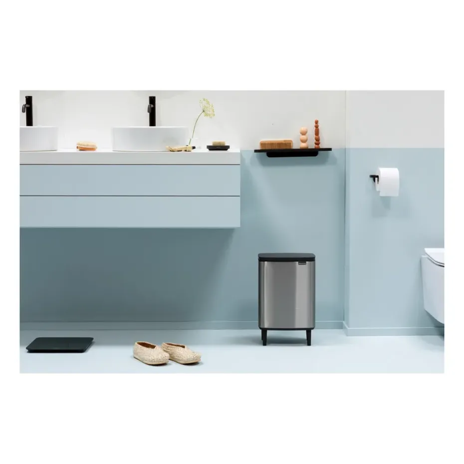 Bo waste bin high 12 L, Brushed steel - matte
