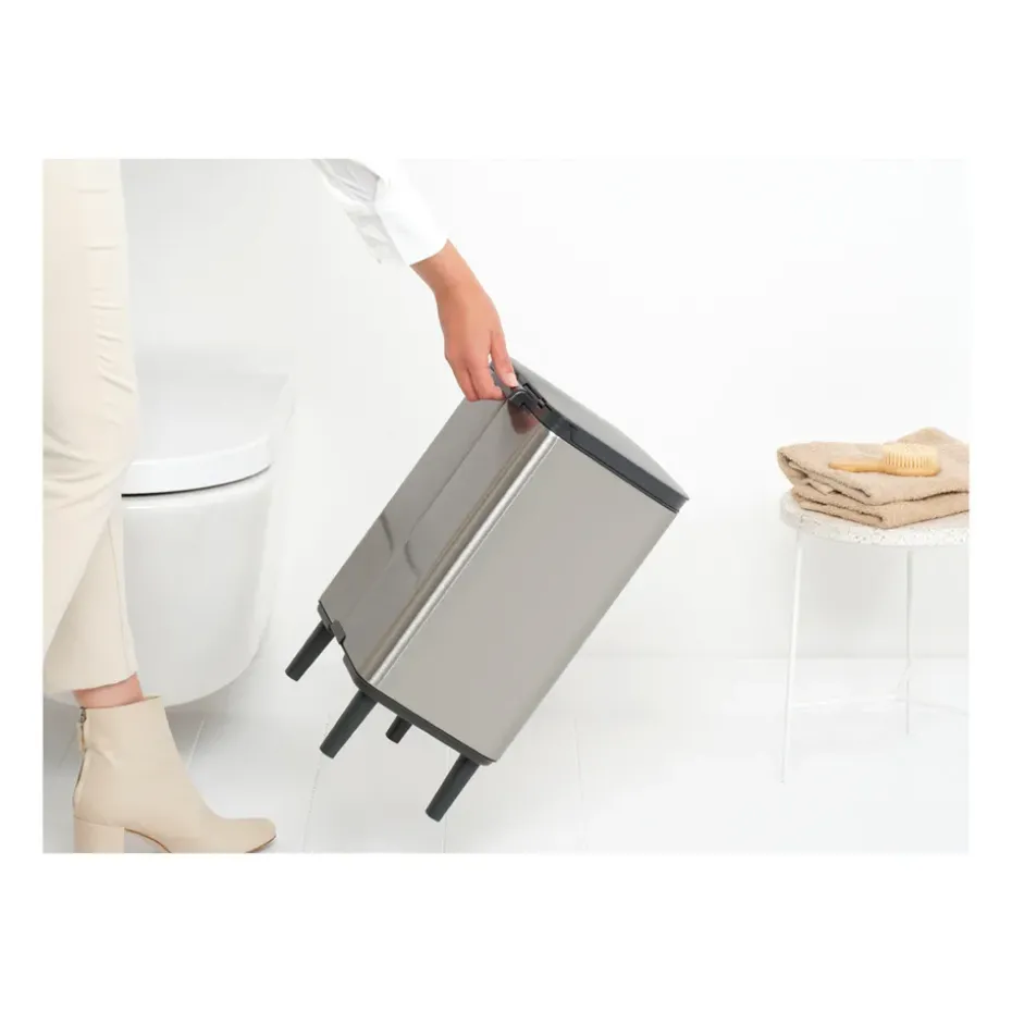 Bo waste bin high 12 L, Brushed steel - matte