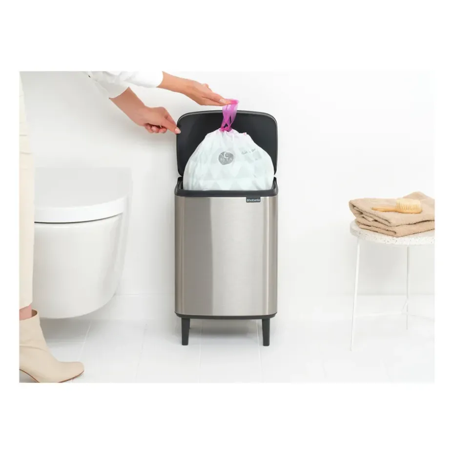Bo waste bin high 12 L, Brushed steel - matte