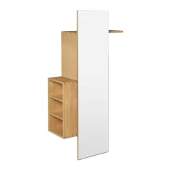 Bon hallway cabinet coat rack with mirror, Oiled Oak
