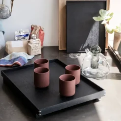 Bon wooden tray large, black-stained oak