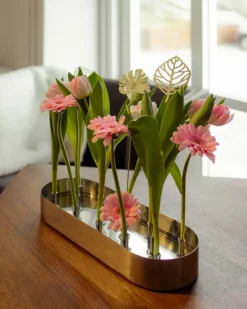 Brass leaves decoration 2-pack, Wood